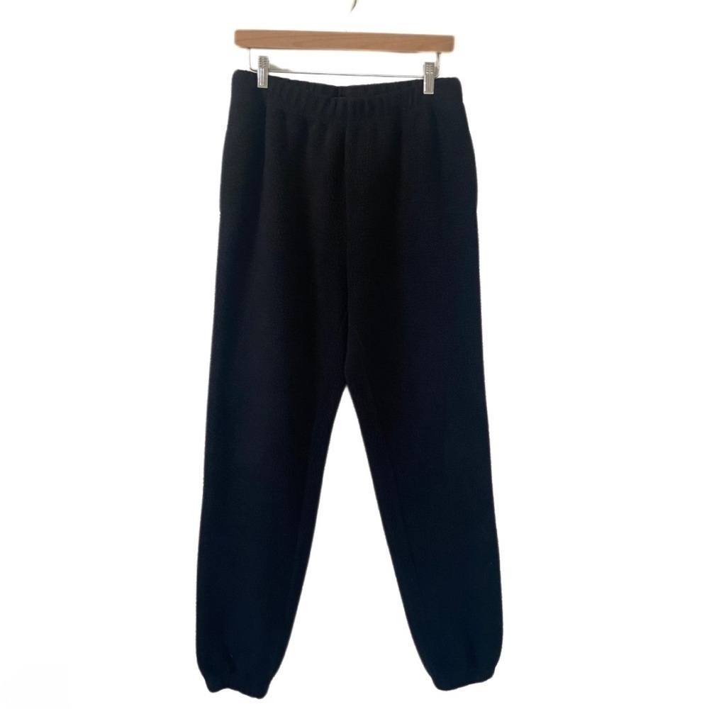 Good American Black Sherpa Teddy High-Rise Joggers Size 1 / Small